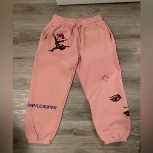 KidSuper Studios Logo Pink Sweatpants ,with Embroidered Size Large